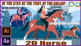 A horse at a walk, trot and gallop in Animation