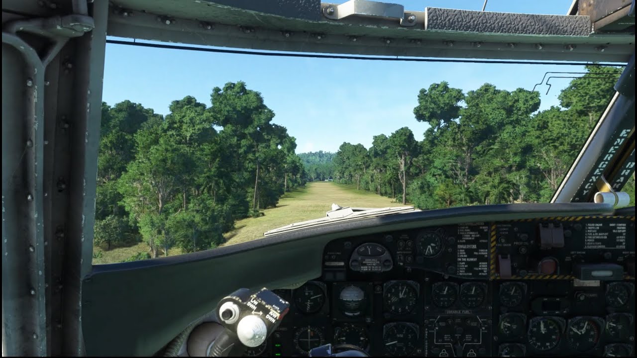 DeHavilland DHC-4 Caribou Start up and simulated engine failure ...