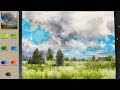 [Real Time] Without Sketch Landscape Watercolor - Cloud Scenery (color name view) NAMIL ART