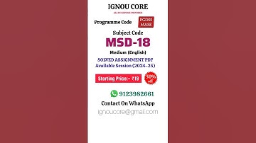 MSD 18 Solved Assignment PDF 2024-25 in English, PGDSS program MSD-18 Solved assignments
