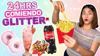 ✨ 24 HORAS COMIENDO COMIDA GLITTER 💖 ¡ES LA COMIDA MÁS BONITA DEL MUNDO! 🤩 | CONNY MERLIN