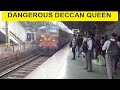 Dangerous deccan queen  crowd of dadar in mumbai panicks with sheer approach  speed 