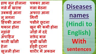 Diseases names (Hindi to English) WITH SENTENCES