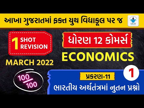 STD12 Eco Chapter 11(ભારતીય અર્થતંત્રમાં નૂતન પ્રશ્નો)Full Chapter Revision| Youth Vidyakul(video-1)