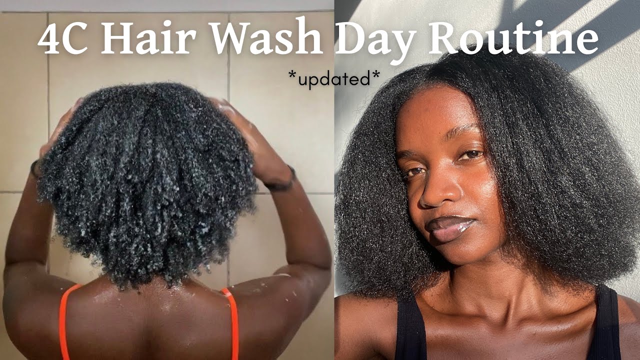 my simple 4C hair wash day routine for length retention ♡︎