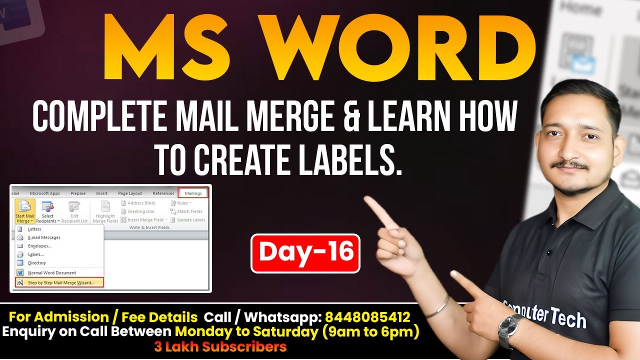 #16 Day-16 Complete Mail Merge & Learn How to Create Labels? | Computer ...