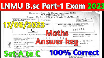 Lnmu Part 1 Mathmatics Subsidiary Answer Key 2023 | B.sc Part 1 Maths Solved Question Paper 2023
