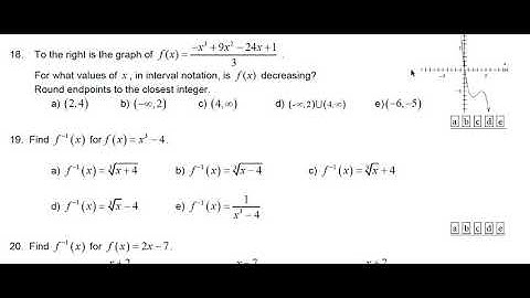 #18. Given the Graph of f(x), for What Values of x, in Interval Notiation, is f(x) Decreasing?