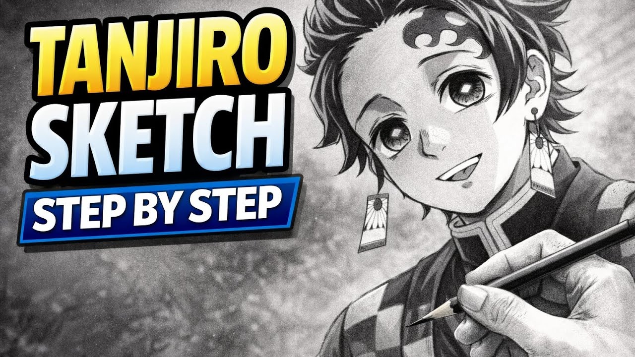 Tanjiro Kamado Pencil Sketch Step by Step | Demon Slayer Anime Drawing 