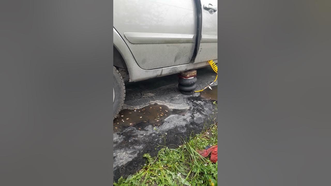 пневмо домкрат от авто компрессора - YouTube