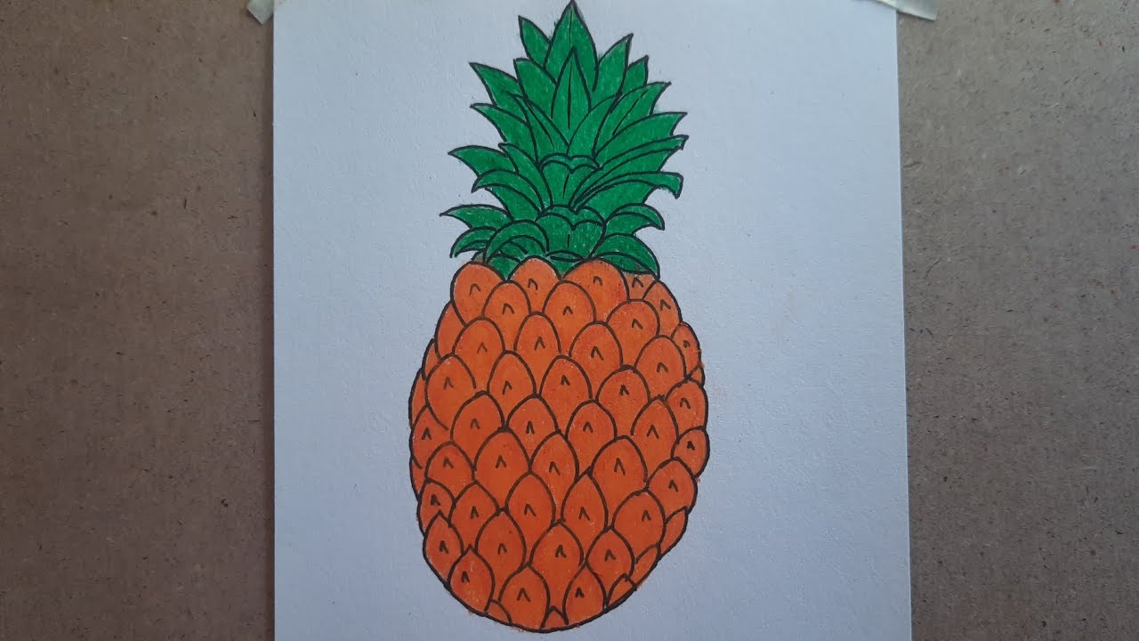How to draw Pineapple l How to paint Pineapple using oil pastels l Easy