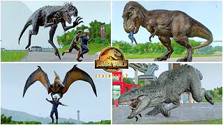 Stormy Day Human Hunting Animations of All Dinosaurs & Flying Reptiles  Jurassic World Evolution 2