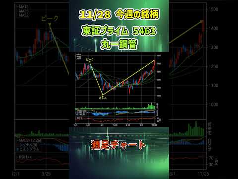 【週足】11月28日 今週の新高値ブレイク達成銘柄 丸一鋼管 東証プライム 5463 個別株 上昇銘柄チャート