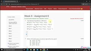 NPTEL Mathematics for Machine Learning Week6 Assignment 6 Solution July 2024