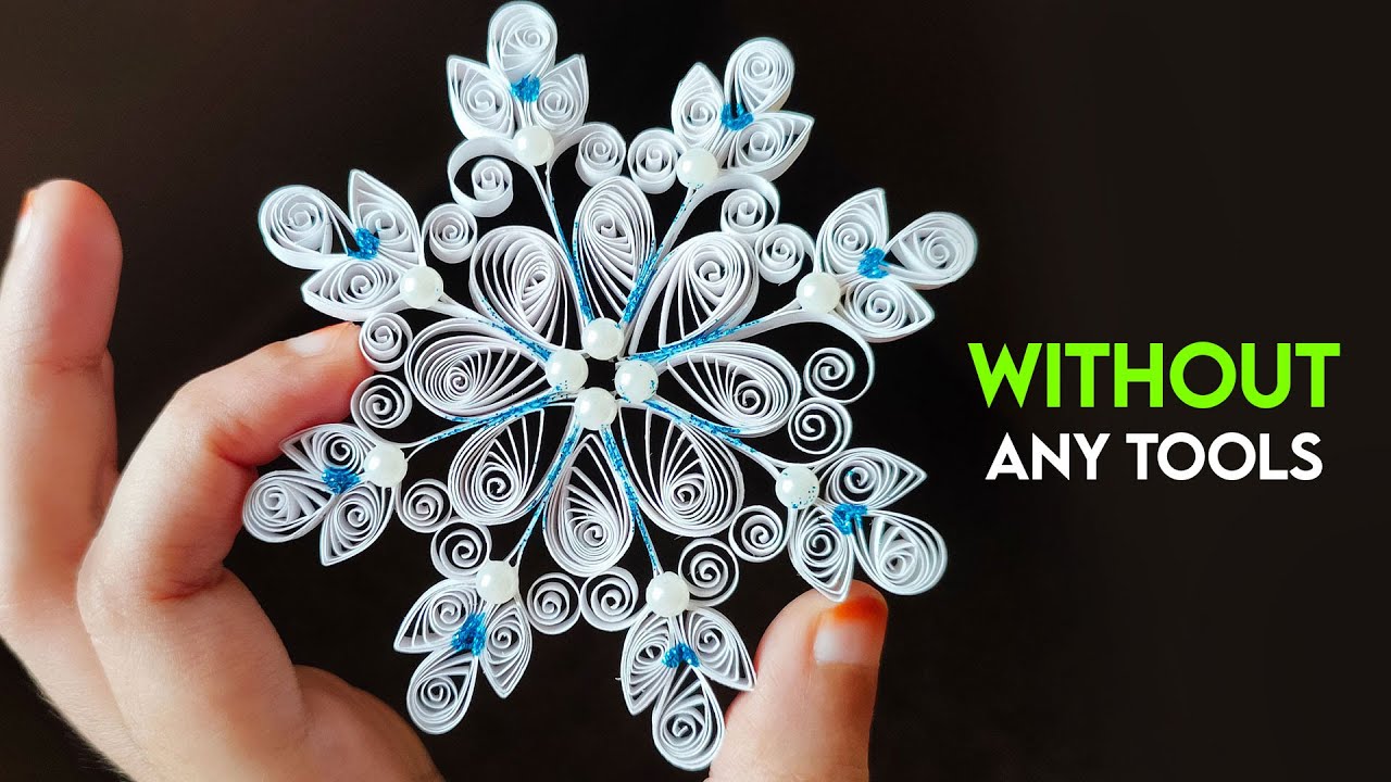 Simple Quilled Snowflake For Christmas | Without Tools - YouTube how-to-make-quilling-paper-snowflakes-the-papery-craftery