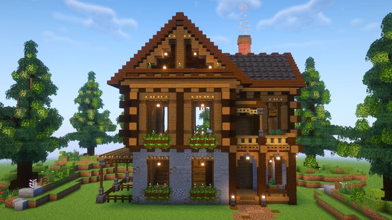 HOW TO BUILD AN ULTIMATE WOODEN HOUSE IN MINECRAFT SURVIVAL | WOODEN ...