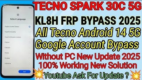Tecno Spark 30C 5G FRP BYPASS /  Unlock - Without PC / Share Article Not Working / Android 14 