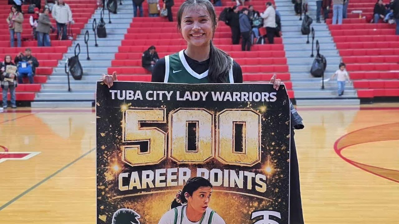 Лейла Кертис №24, первокурсница команды Tuba City Lady Warriors: 500-е очко в карьере, 36 очков в...