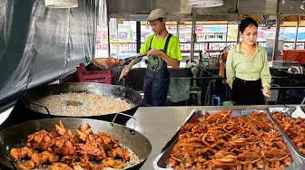 Crowd of Customers! $1.50 Fried Meat with Garlic Chili Served By Teenager Chef | Thai Street Food