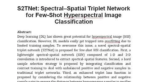 S2TNet  Spectral–Spatial Triplet Network for Few Shot Hyperspectral Image Classification