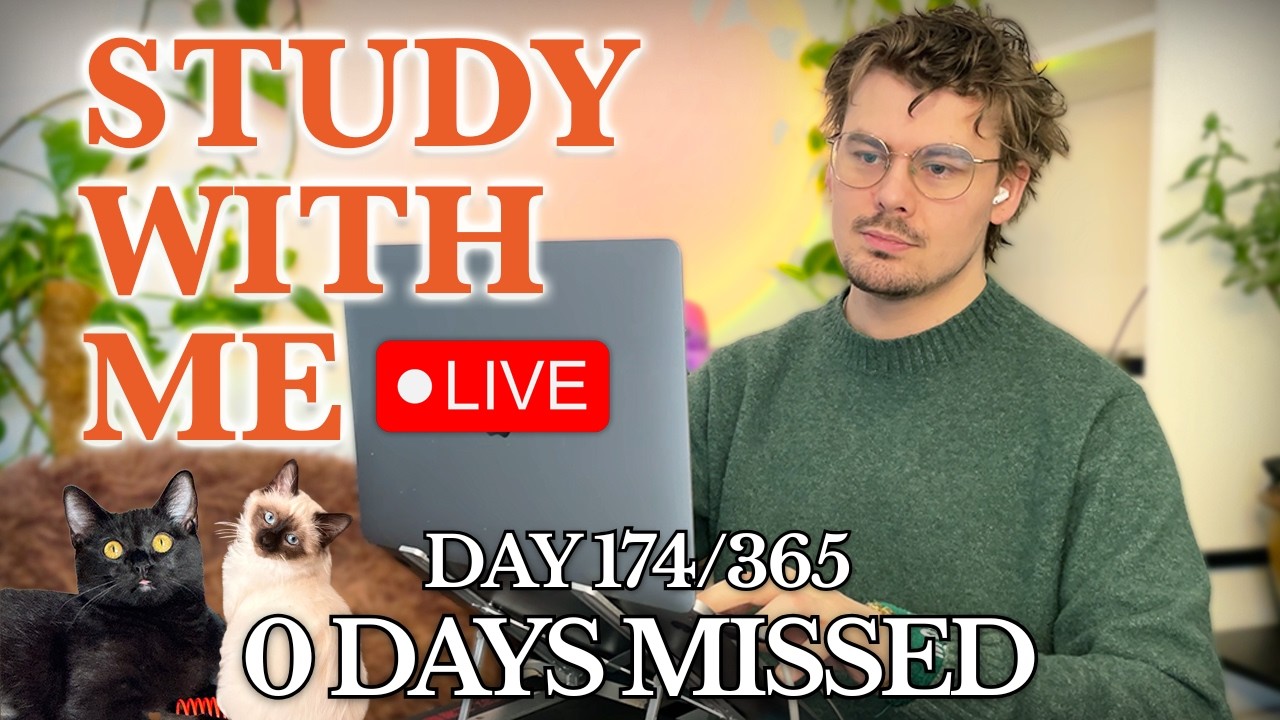 Study With Me (&🐱) LIVE 🚀 6-HOURS — Deep Focus (50/10 Pomodoro) | Cozy UK Rain, No Distractions!