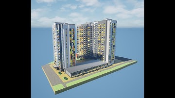 High-Rise 3D Architectural Model: Wireframe, Blueprints & Urban Landscape Showcase