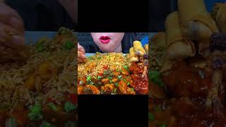 ASMR EGG ROLL, CHICKEN LOLLIPOP, FRIED RICE MUKBANG EATING SOUNDS #shorts
