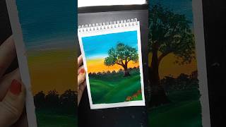 Easy Acrylic Landscape Painting Tutorial 🌅🎨#art #acrylicscenery #shortvideo #viralshort #drawing