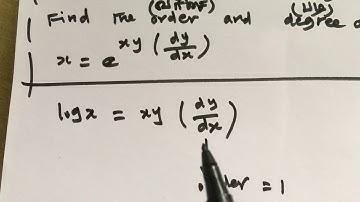 Class 12|EX10.1-1(x)|Order & Degree of x=e^xy(dy/dx) |Differential Equations