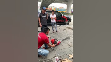 Máy bứng cây Oshima MBC-63, thử nổ máy bạt gốc cây cho khách tại công ty