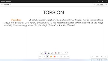 Torsion in shafts: 09: Numerical problem: Strain energy and torsion