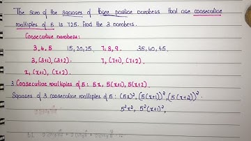 |CLASS10| |The sum of the squares of 3 positive numbers ,consecutive multiples of 5 is 725|