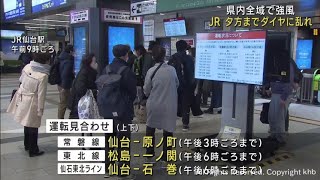 強風の影響で宮城県のＪＲ在来線でダイヤ乱れる　影響は夕方まで続く見込み