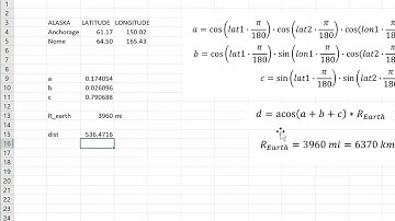 How to calculate the distance between two points knowing latitude and longitude - Excel/VBA for