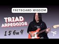 Triad Arpeggios 1 5 6m 4 - Fretboard Harmony on top 1234 set strings