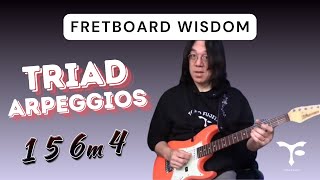 Triad Arpeggios 1 5 6m 4 - Fretboard Harmony on top 1234 set strings