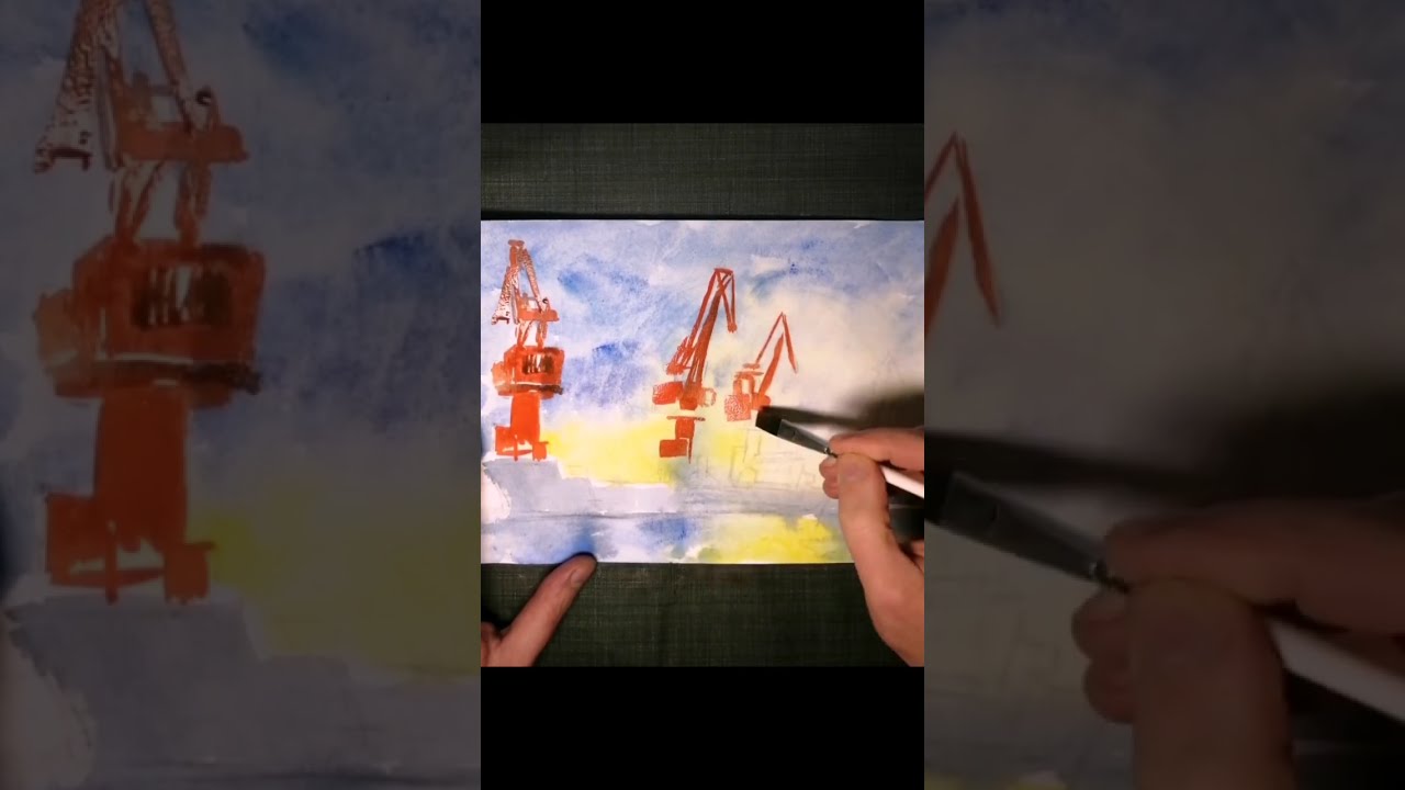 painting crane landscape 