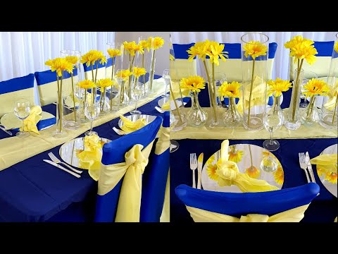 SUMMER THEME PARTY | BLUE AND YELLOW TABLESCAPE DECOR. SETUP WITH ME -  YouTube