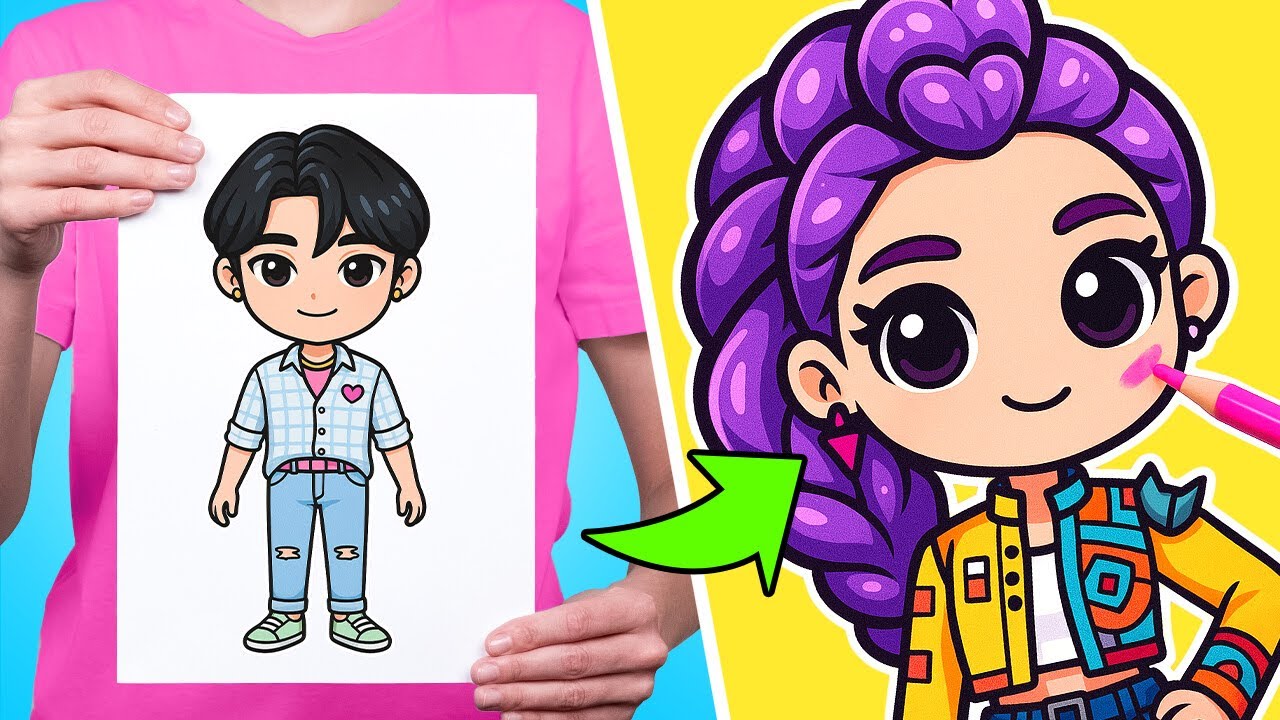 Рисуй, разыгрывай, повторяй — K-pop «Охотники на демонов» с Сэмом и Сью! 🧩🎤