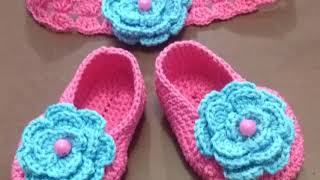 #Crochet #Rajutan                                            Sepatu dan bandana rajut bayi 0-3 bulan