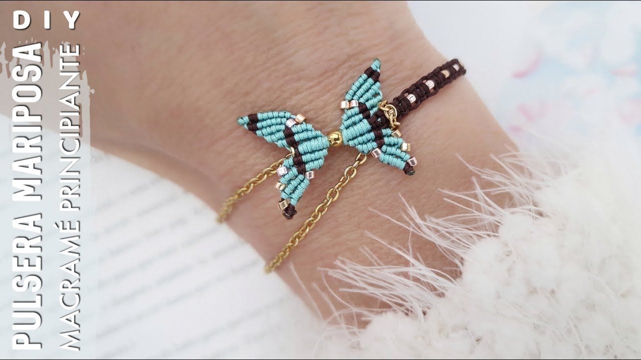 DIY COMO HACER PULSERAS FÁCIL CON CADENAS, PULSERA MARIPOSA EN MACRAMÉ  PARA PRINCIPIA…