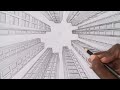 How To Draw in One-Point Perspective (worm's-eye view) | Step-By-Step Tutorial.