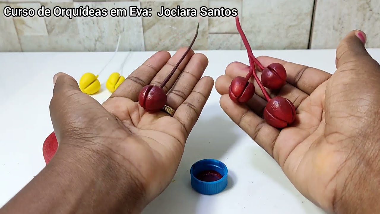 Curso Orquídea- Como fazer Botão Marsala Para Orquídea em Eva