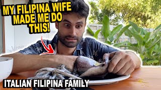 MY FILIPINA WIFE MADE ME DO THIS FOREIGNER COOKS INIHAW NA PUSIT FIRST TIME