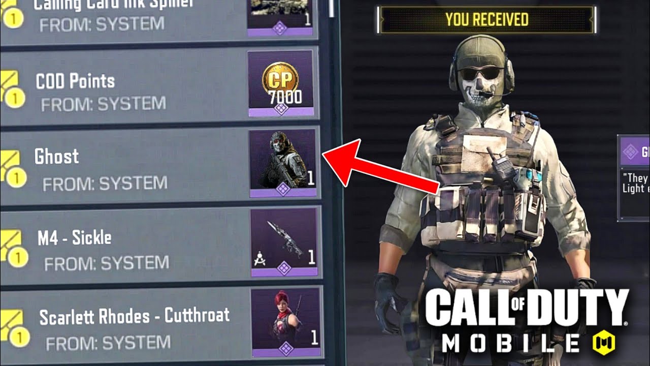 Get FREE 1000 CP in COD Mobile! Epic Ghost Character Skin, New Redeem Code