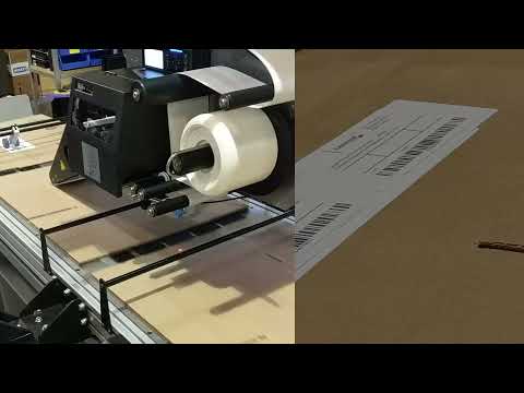 Model 252 Print and Apply with PowerMerge™ Applicator Applying Labels to Knock-Down Cartons thumbnail