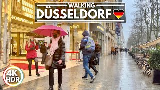 Düsseldorf City in Germany 2022 🇩🇪 4K-HDR Rain Walking Tour With Captions!