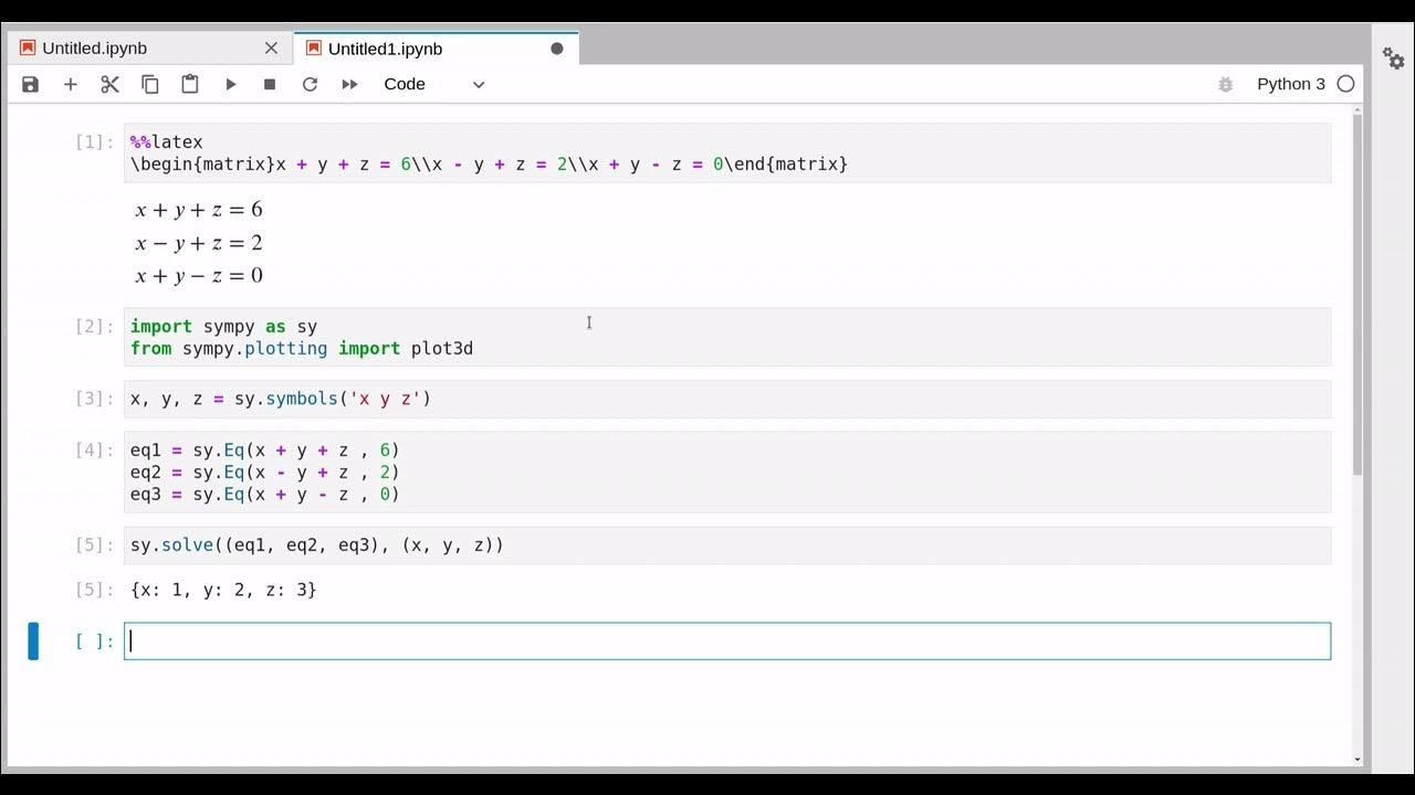 simple linear equations solve using sympy - YouTube