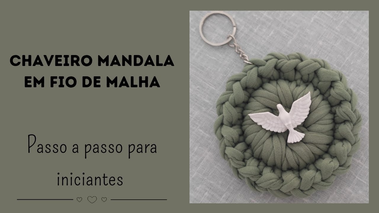 Como fazer chaveiro mandala de crochê em fio de malha| Passo a passo para iniciantes