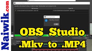 how to convert .mkv video to .mp4 format on obs studio||  remux recordings